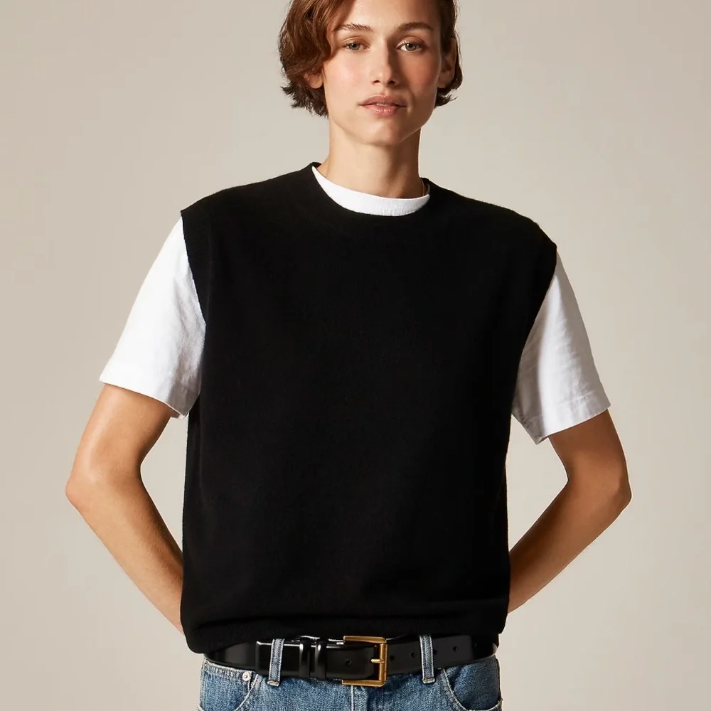 J Crew Cashmere relaxed sweater-vest XL Black - Picture 1 of 6